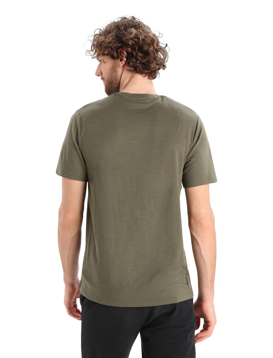 T Shirts Icebreaker Merino Tech Lite II Corta Sleeve Alps 3D Homme Vert Olive | FR 1172FDNM